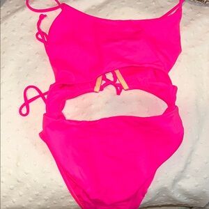 LA Hearts Neon Pink One Piece Swimsuit